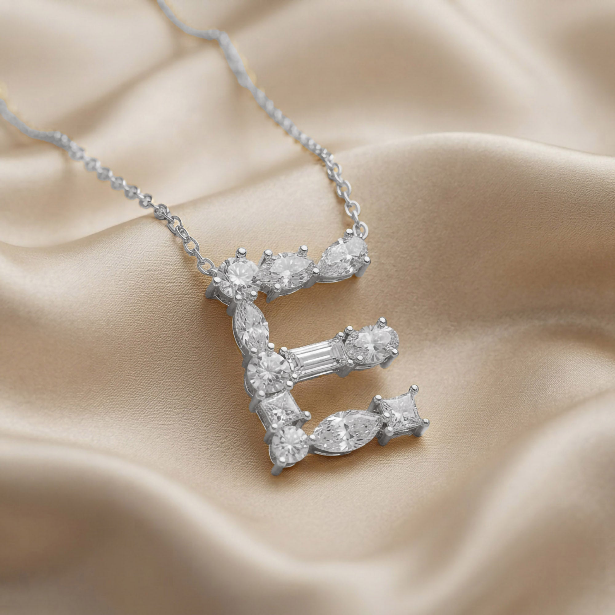 Initial Letter Pendant Necklace Multi Shape Lab Created Moissanite Diamond