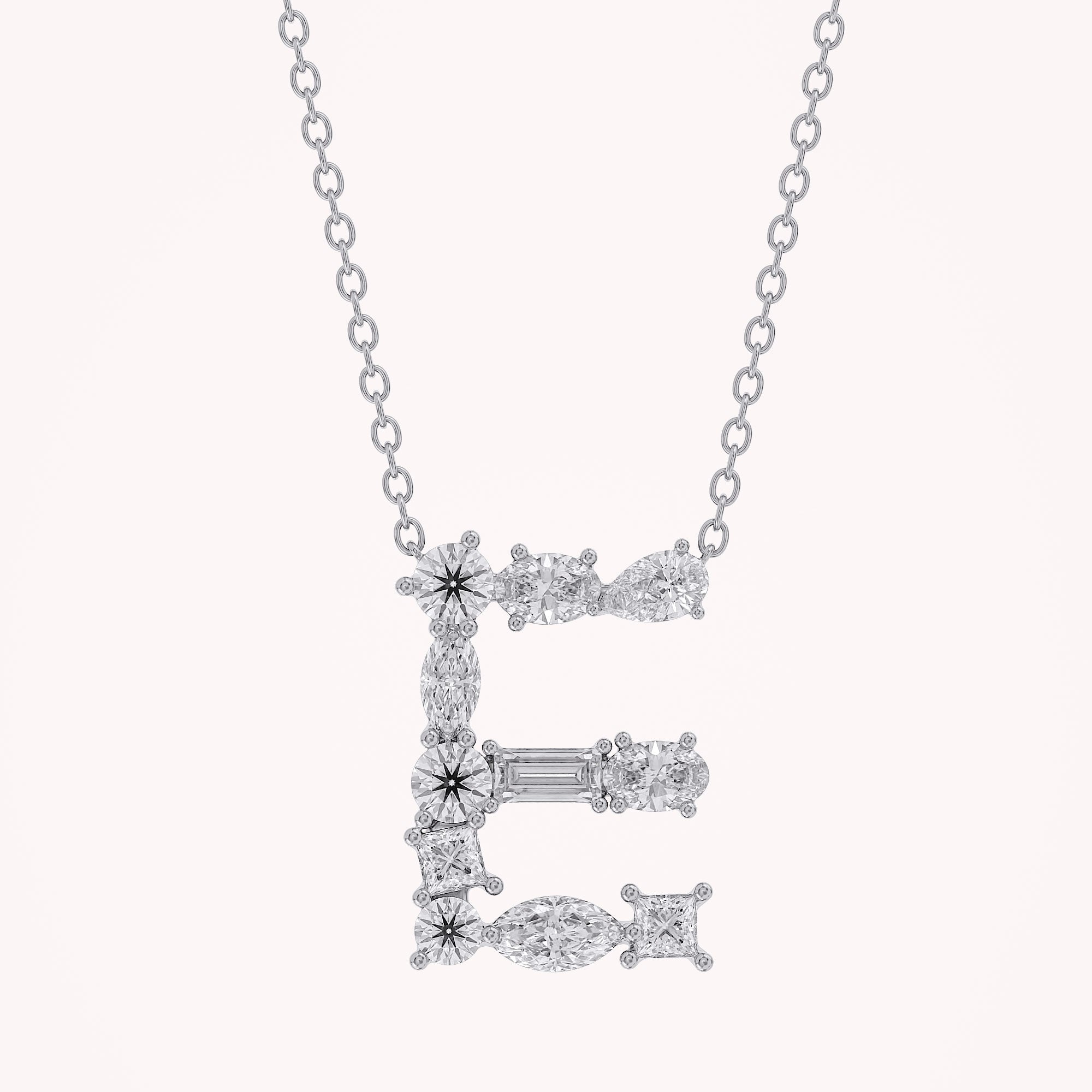 Initial Letter Pendant Necklace Multi Shape Lab Created Moissanite Diamond
