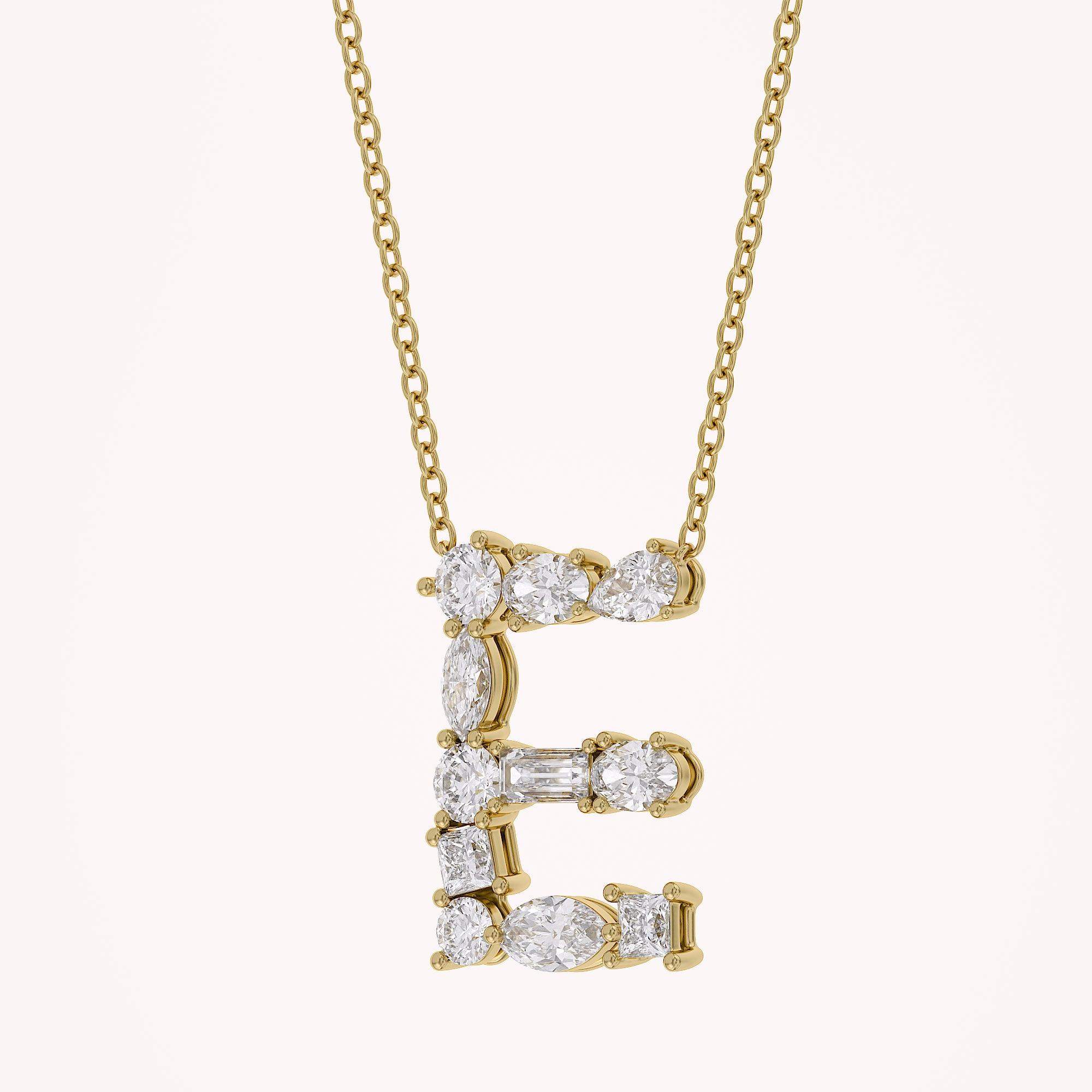 Initial Letter Pendant Necklace Multi Shape Lab Created Moissanite Diamond