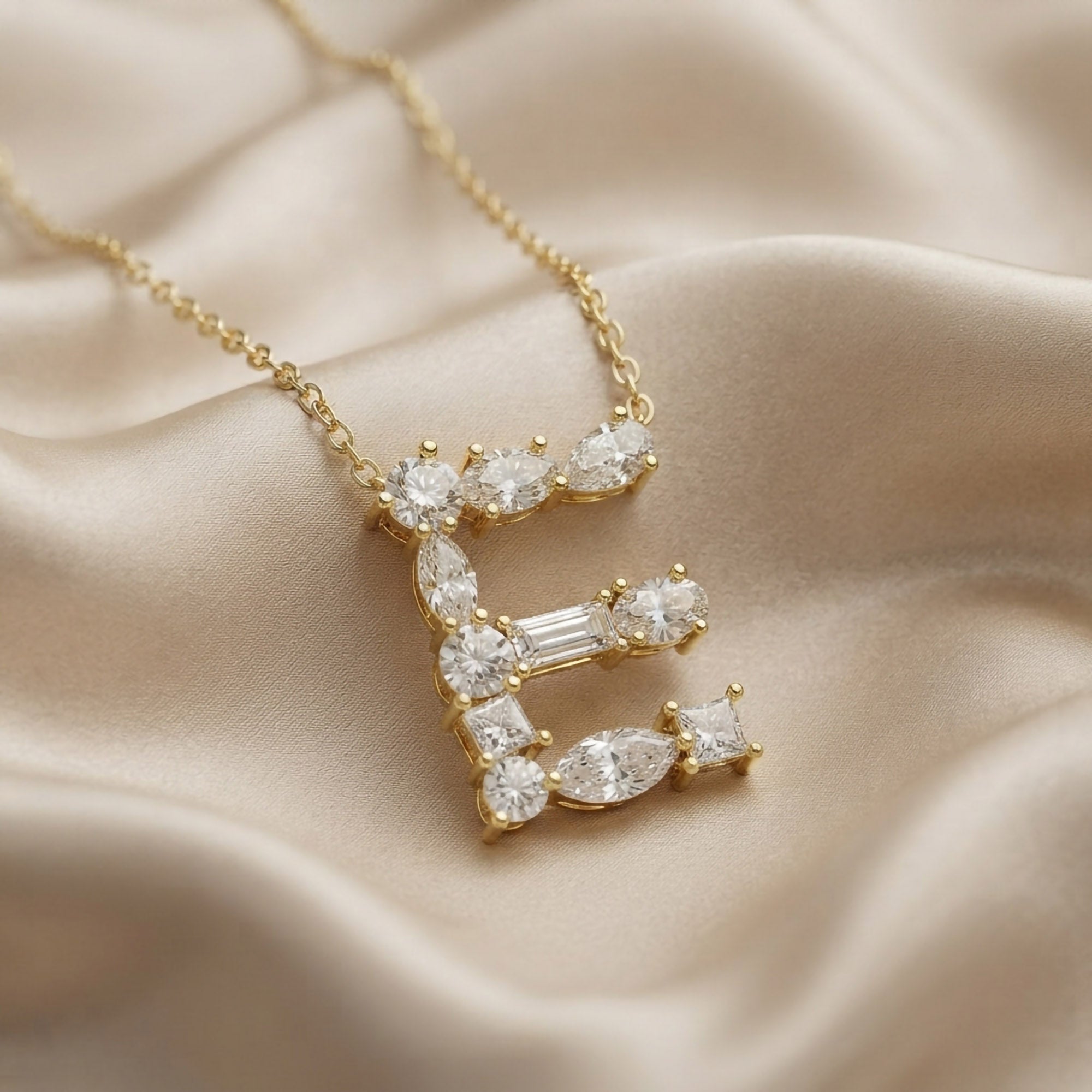 Initial Letter Pendant Necklace Multi Shape Lab Created Moissanite Diamond