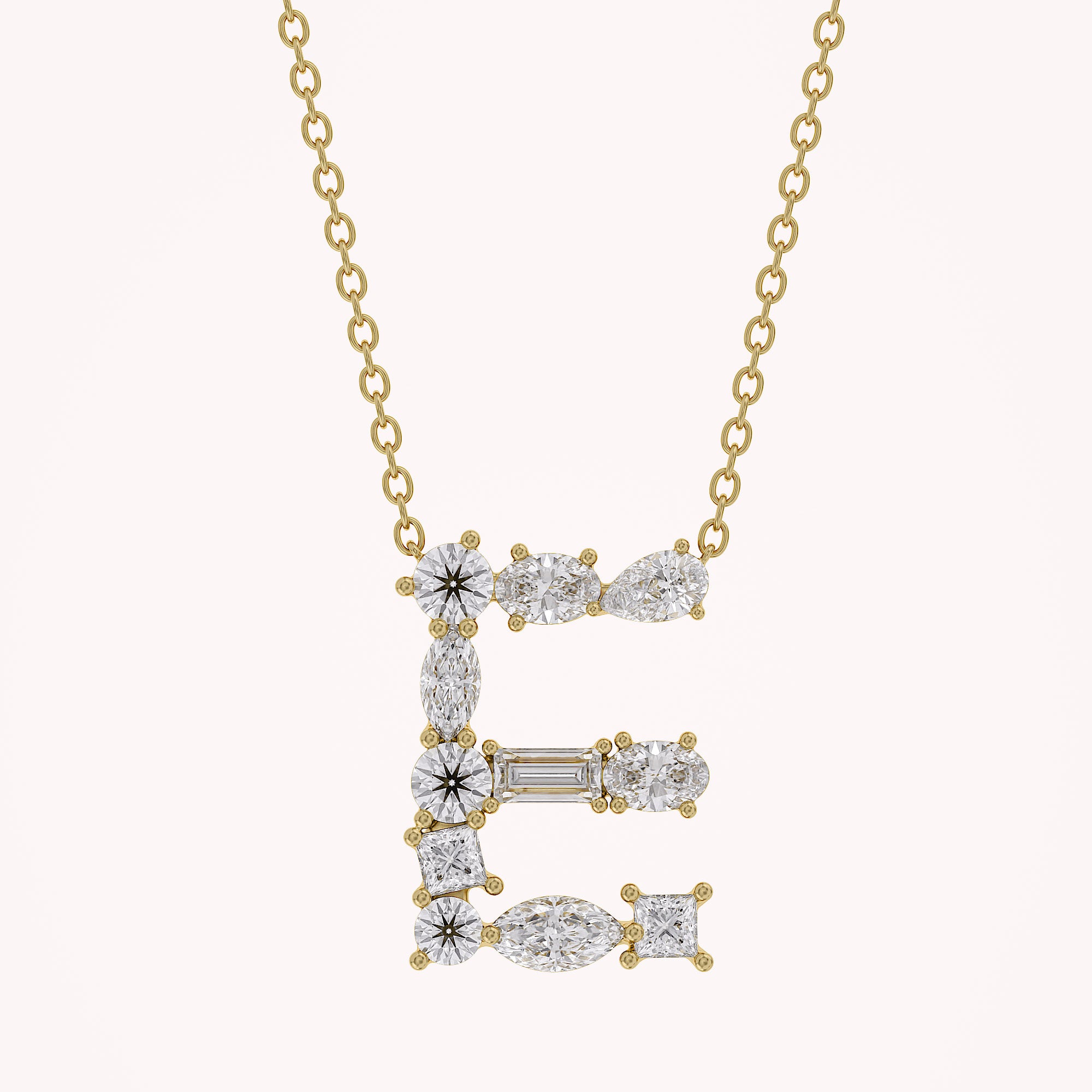 Initial Letter Pendant Necklace Multi Shape Lab Created Moissanite Diamond