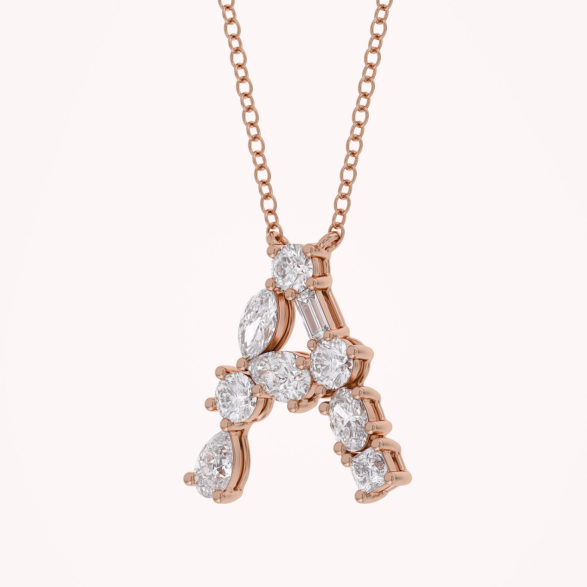 Initial Letter Pendant Necklace Multi Shape Lab Created Moissanite Diamond