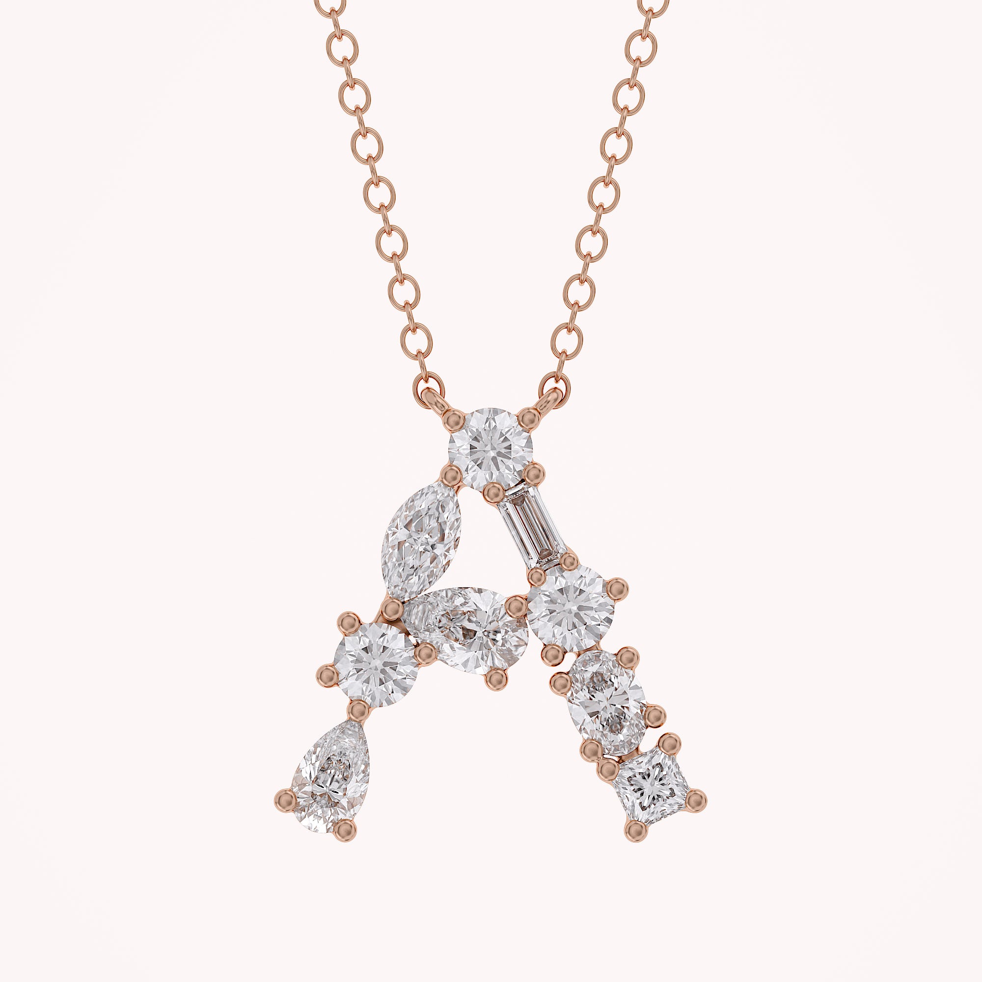Initial Letter Pendant Necklace Multi Shape Lab Created Moissanite Diamond