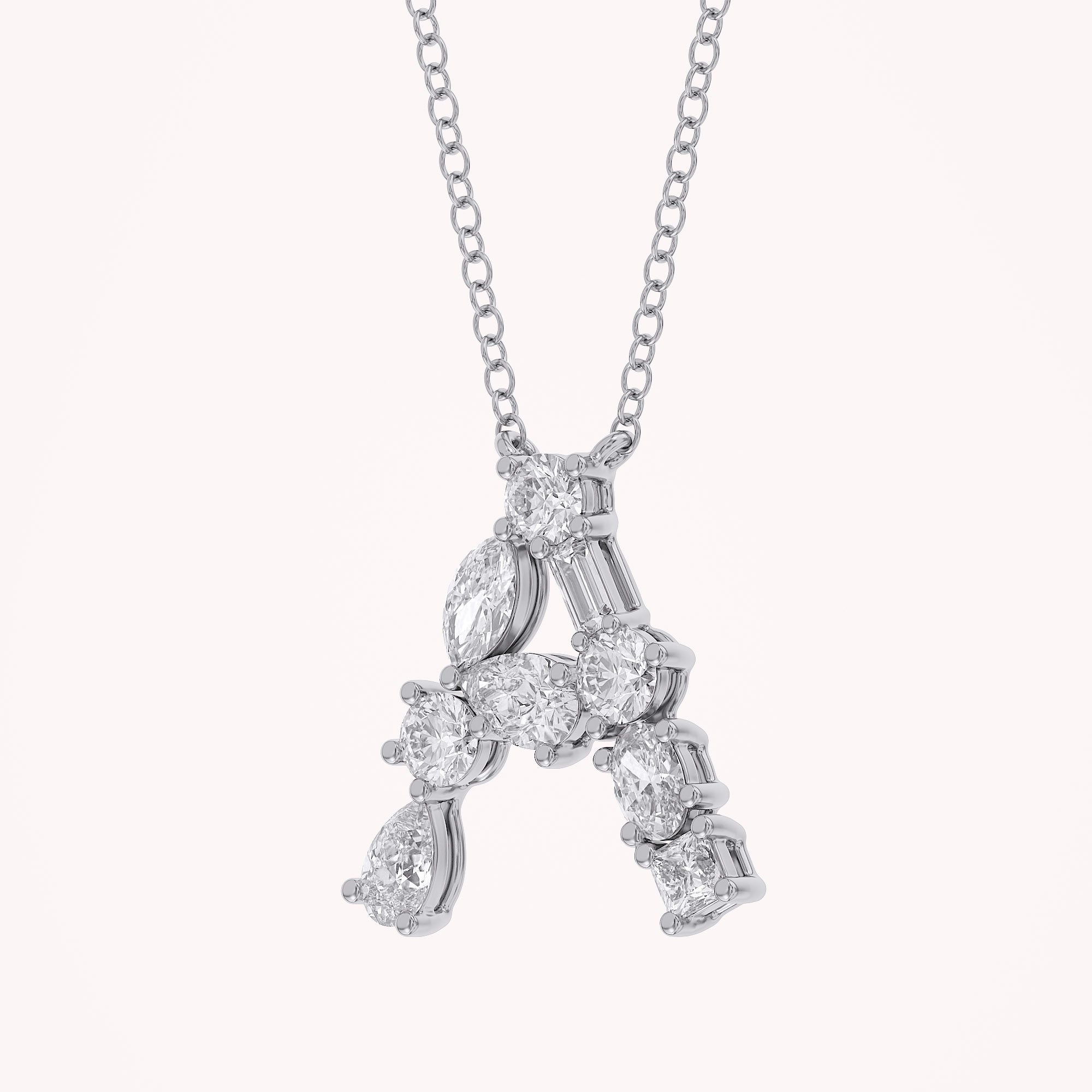 Initial Letter Pendant Necklace Multi Shape Lab Created Moissanite Diamond