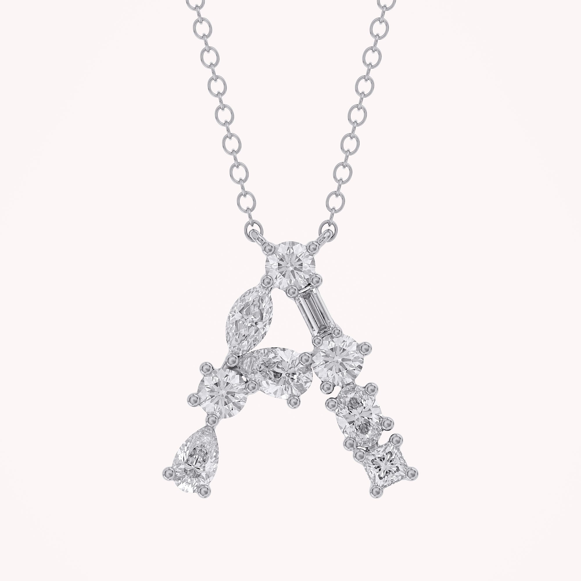 Initial Letter Pendant Necklace Multi Shape Lab Created Moissanite Diamond