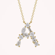 Initial Letter Pendant Necklace Multi Shape Lab Created Moissanite Diamond