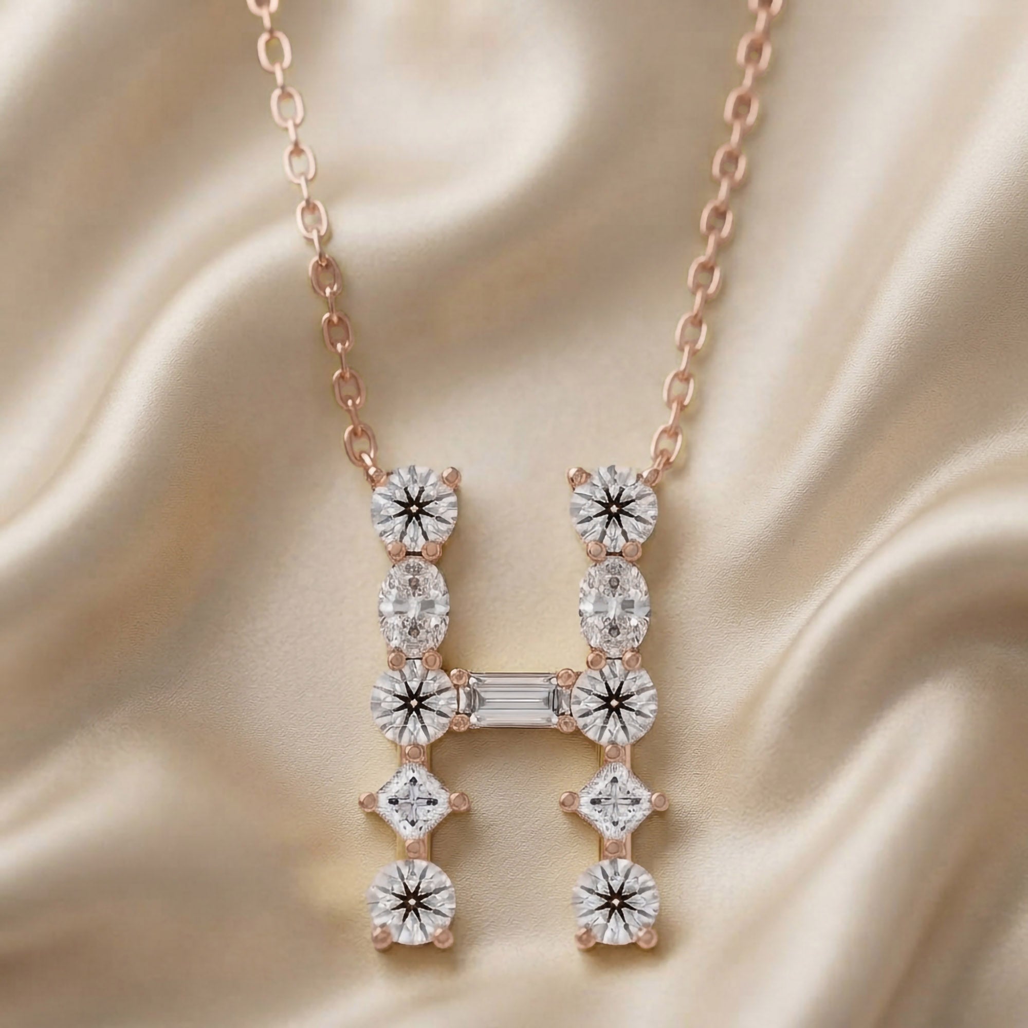 Initial Letter Pendant Necklace Multi Shape Lab Created Moissanite Diamond