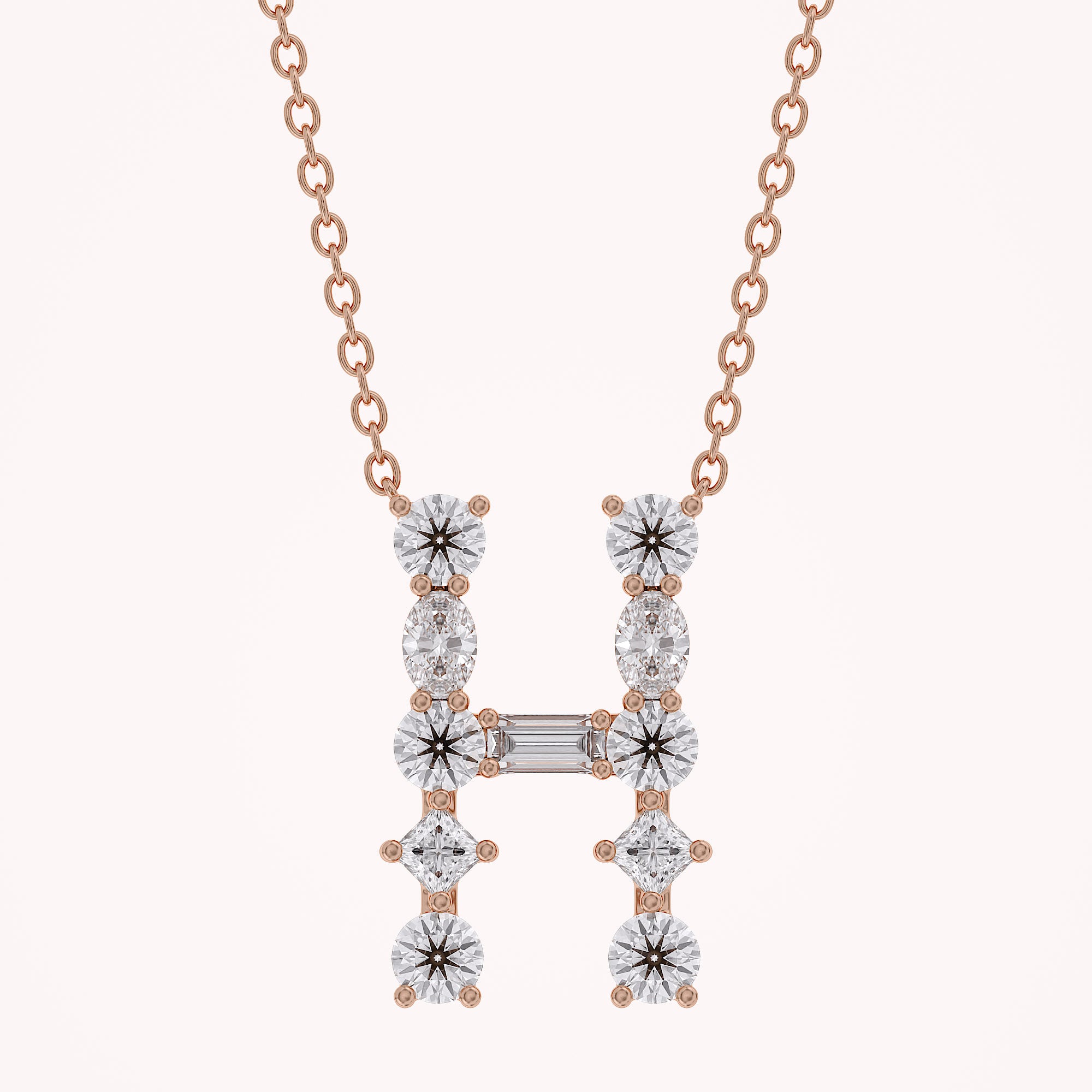 Initial Letter Pendant Necklace Multi Shape Lab Created Moissanite Diamond