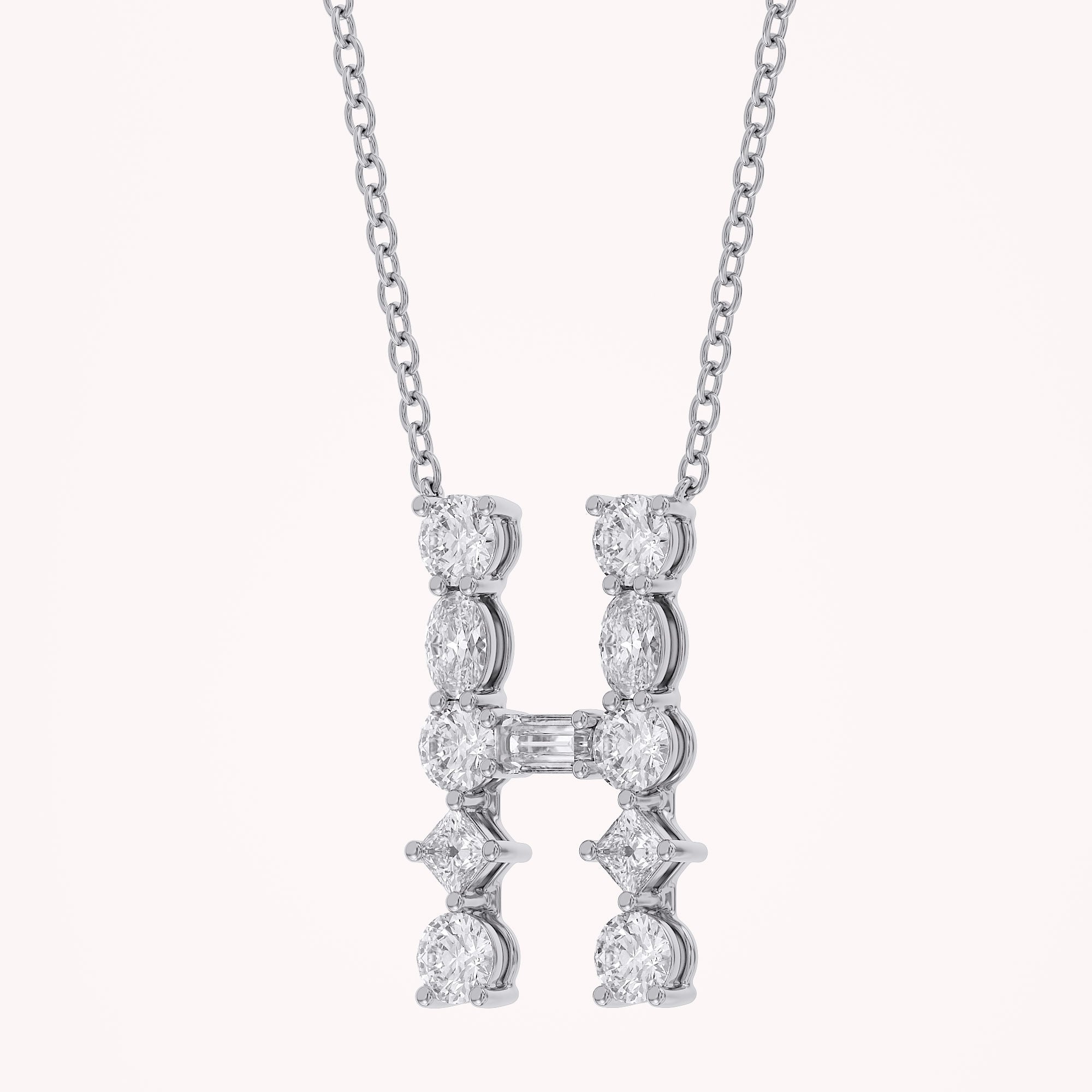 Initial Letter Pendant Necklace Multi Shape Lab Created Moissanite Diamond