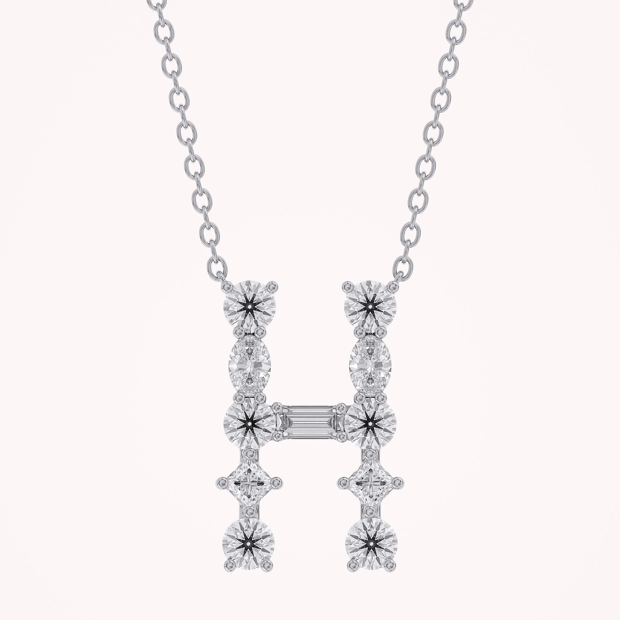Initial Letter Pendant Necklace Multi Shape Lab Created Moissanite Diamond