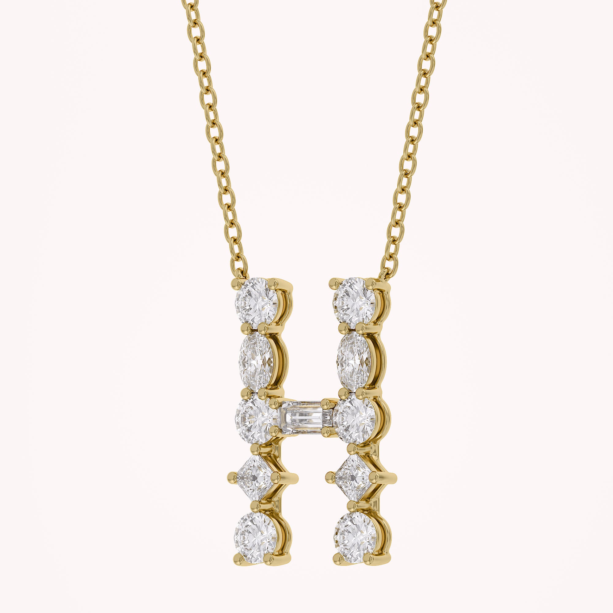 Initial Letter Pendant Necklace Multi Shape Lab Created Moissanite Diamond