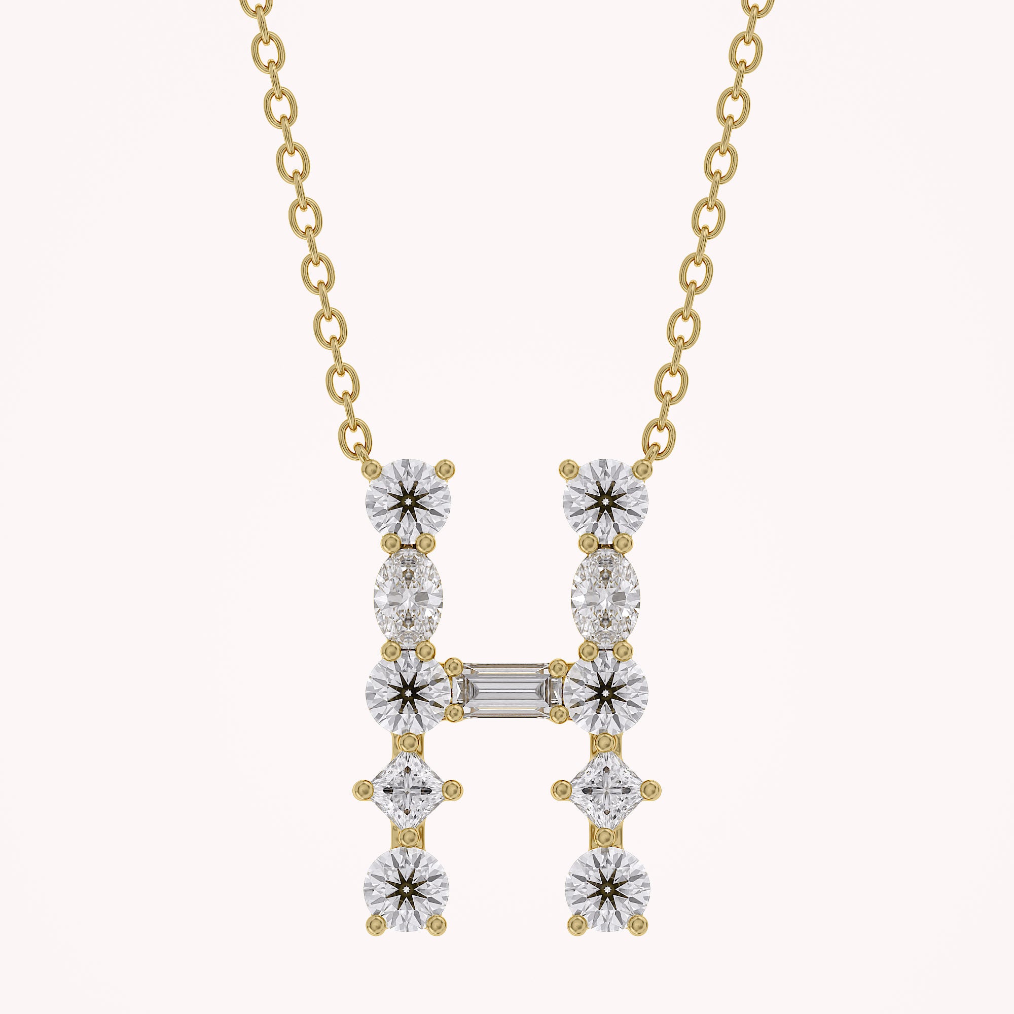 Initial Letter Pendant Necklace Multi Shape Lab Created Moissanite Diamond