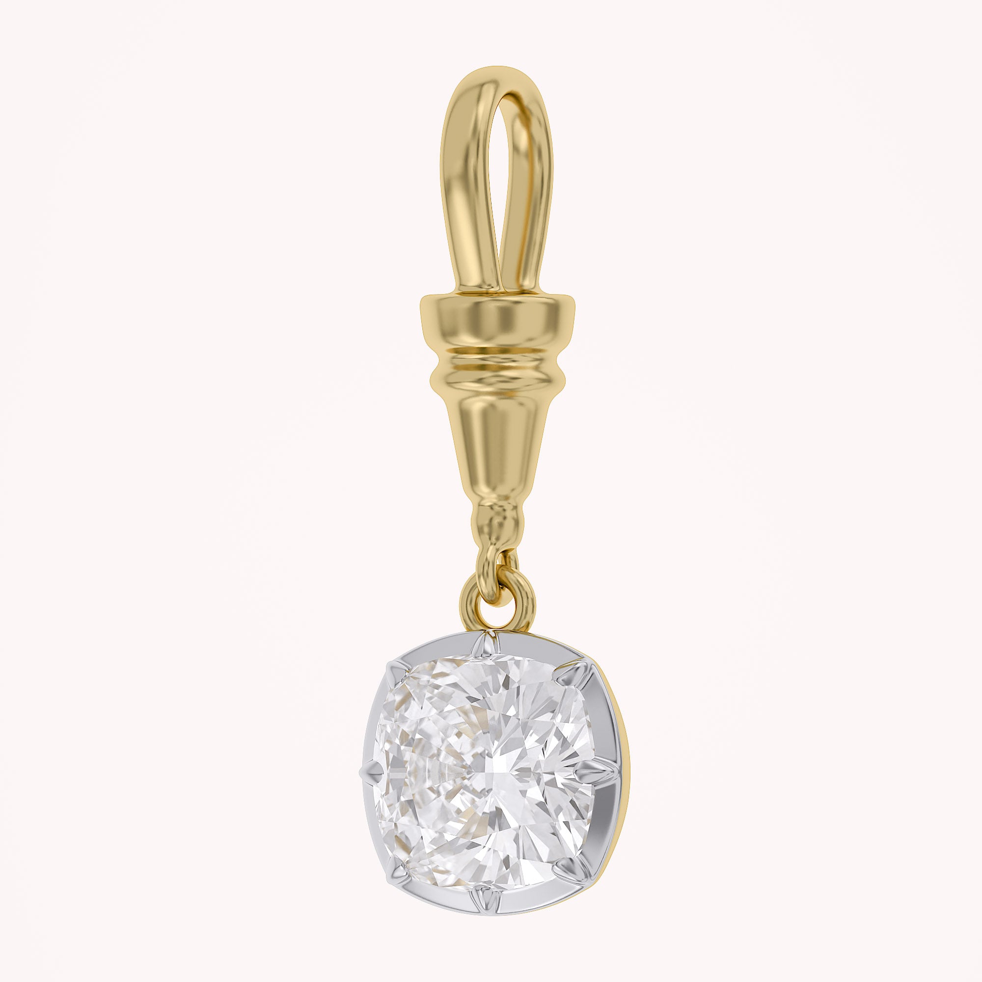 Cushion-Cut Dog Clip Bail Pendant | Lab-Grown Diamond