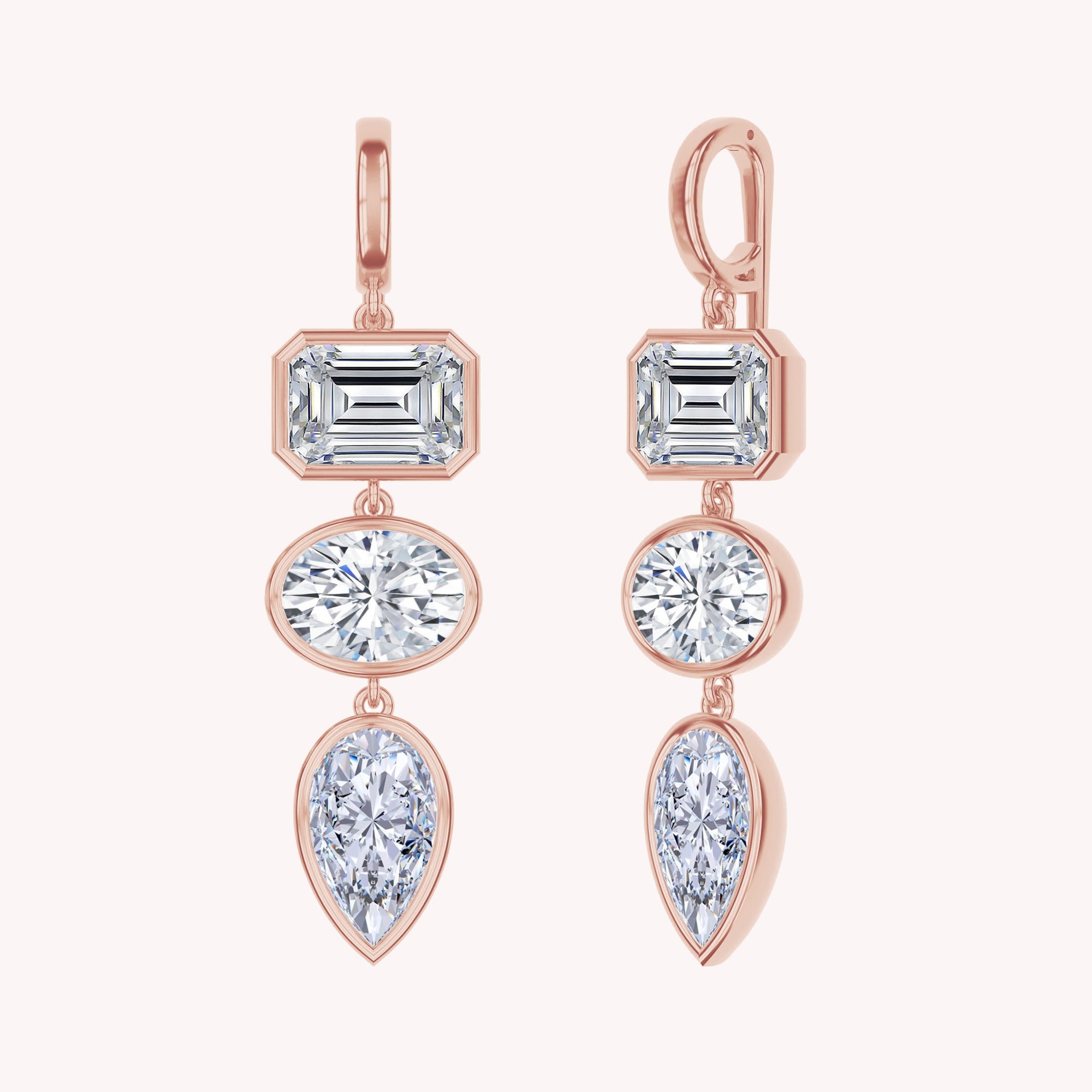 Three-Stone Lab Created Moissanite Drop Pendant