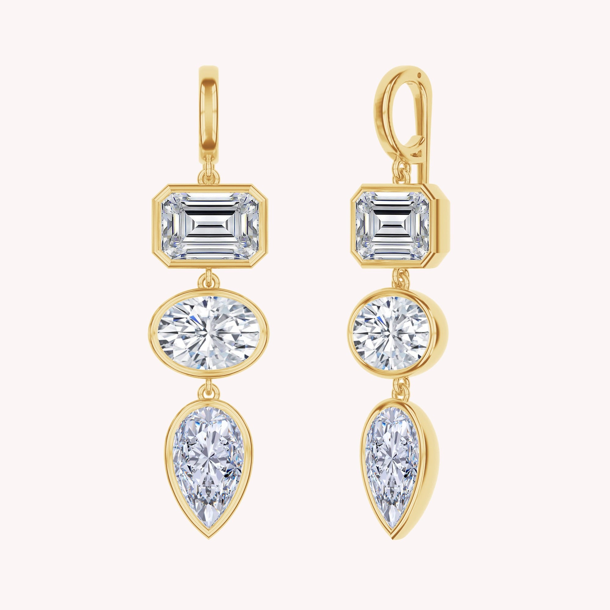 Three-Stone Lab Created Moissanite Drop Pendant