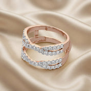 Round Cut Lab Grown Diamond Double Infinity Wedding Ring Guard Enhancer for Women in 14K Gold Over Sterling Silver