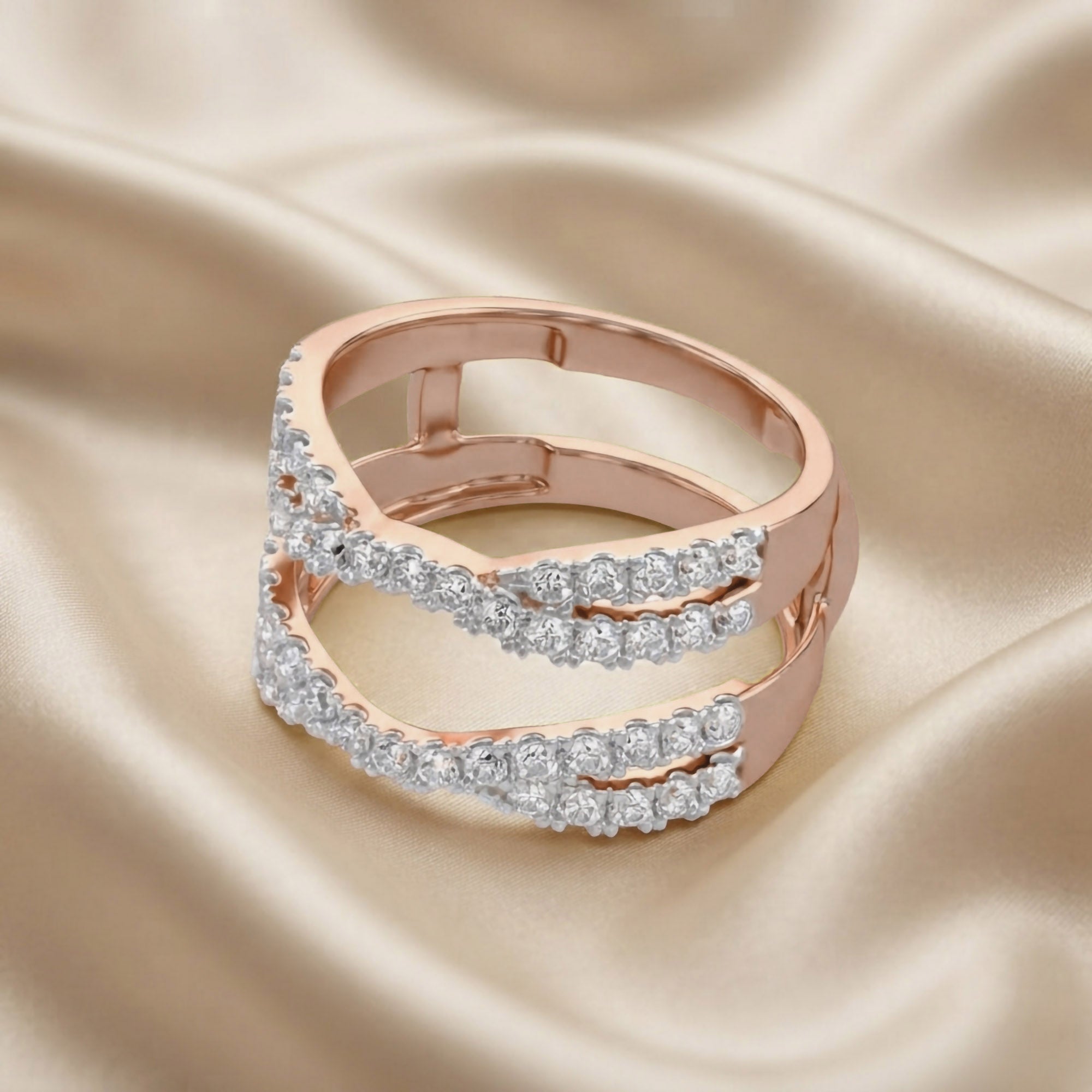 Round Cut White Cubic Zirconia Double Infinity Wedding Ring Guard Enhancer in 925 Sterling Silver