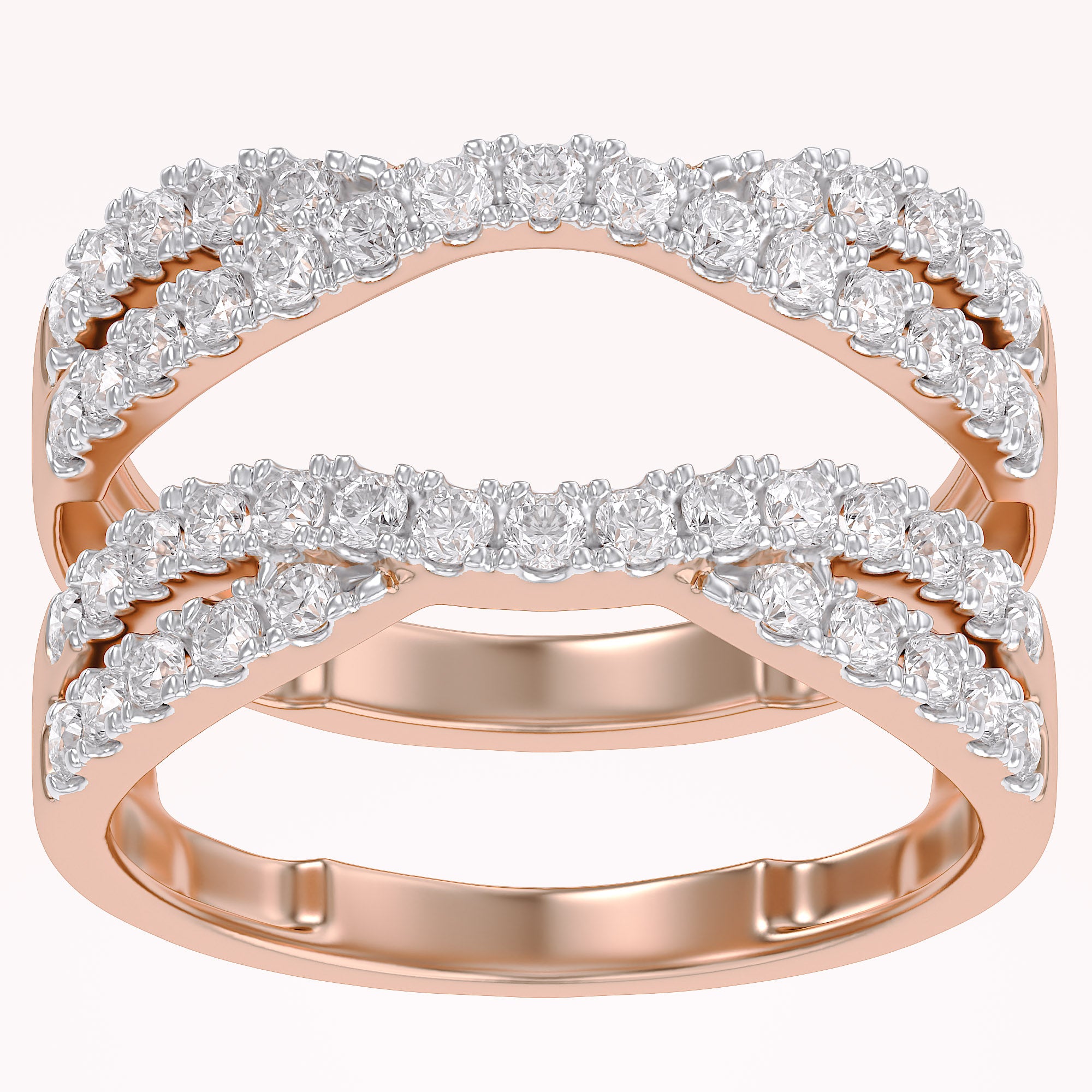 Round Cut White Cubic Zirconia Double Infinity Wedding Ring Guard Enhancer in 925 Sterling Silver