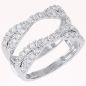 Round Cut White Cubic Zirconia Double Infinity Wedding Ring Guard Enhancer in 925 Sterling Silver
