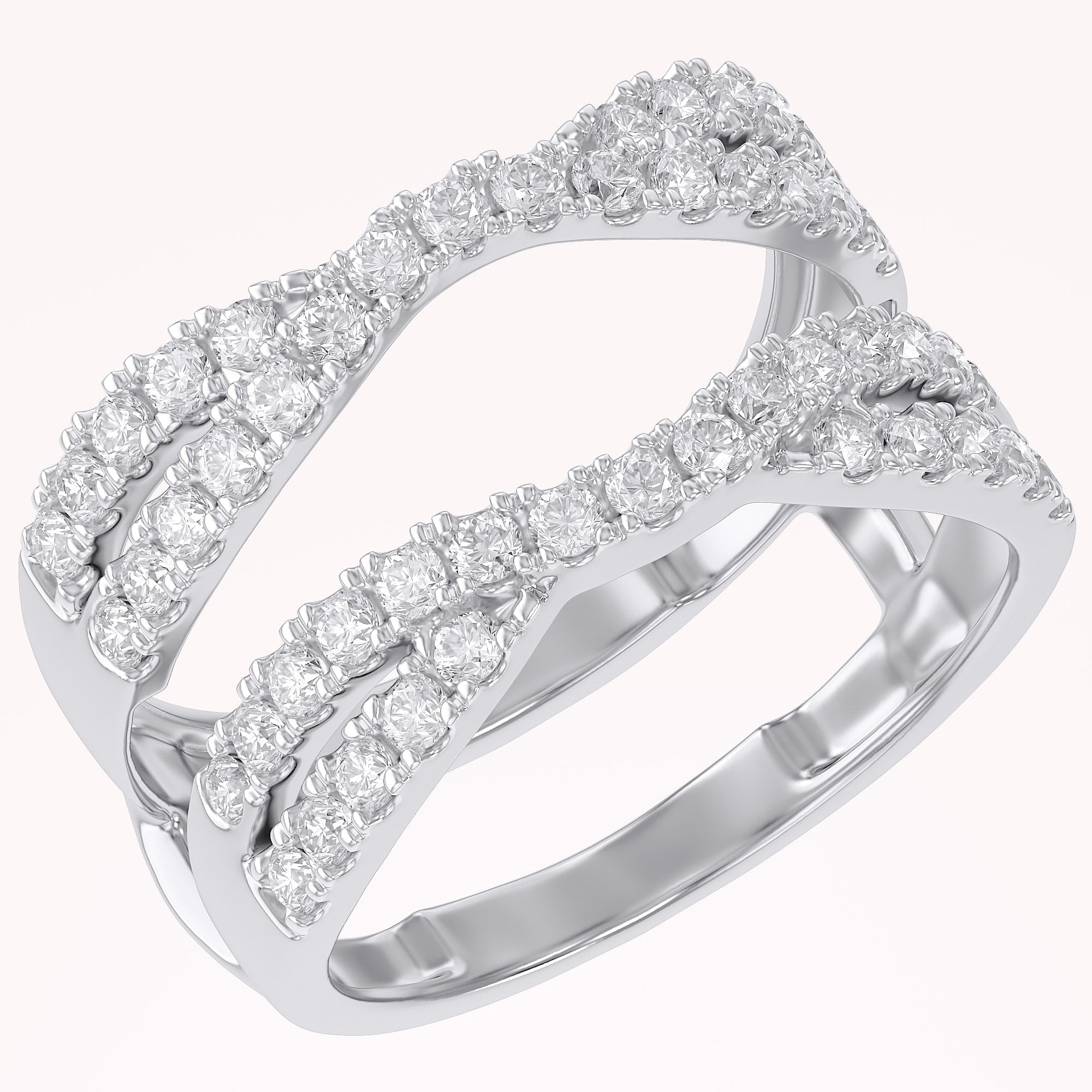 Round Cut Lab Created Moissanite Double Infinity Wedding Ring Guard Enhancer For Women In 14K Gold Over Sterling Silver