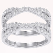 Round Cut White Cubic Zirconia Double Infinity Wedding Ring Guard Enhancer in 925 Sterling Silver