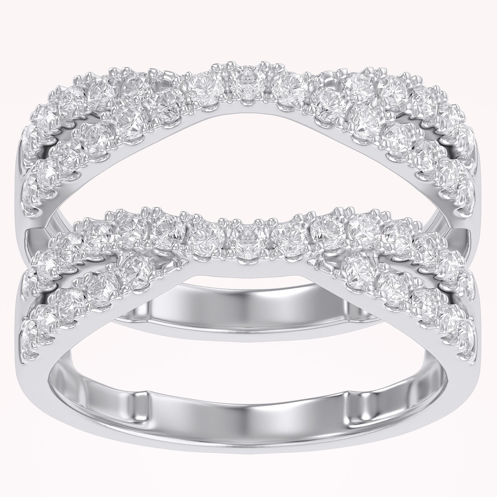 Round Cut White Cubic Zirconia Double Infinity Wedding Ring Guard Enhancer in 925 Sterling Silver