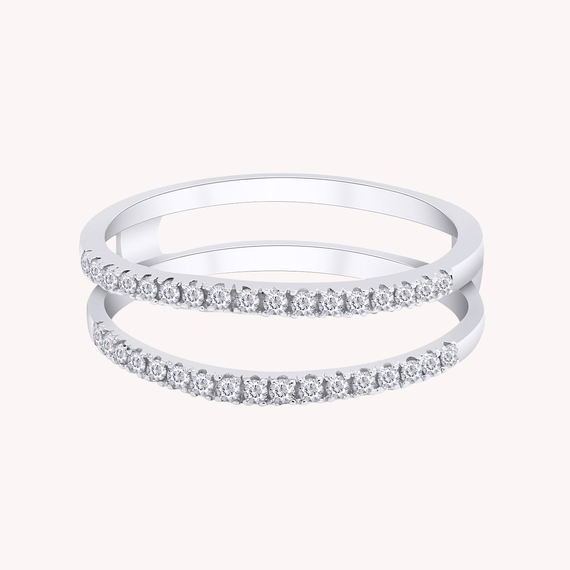 0.25 Carat Natural Diamond Enhancer Half Eternity Stackable Ring for Women in 10k Solid Gold