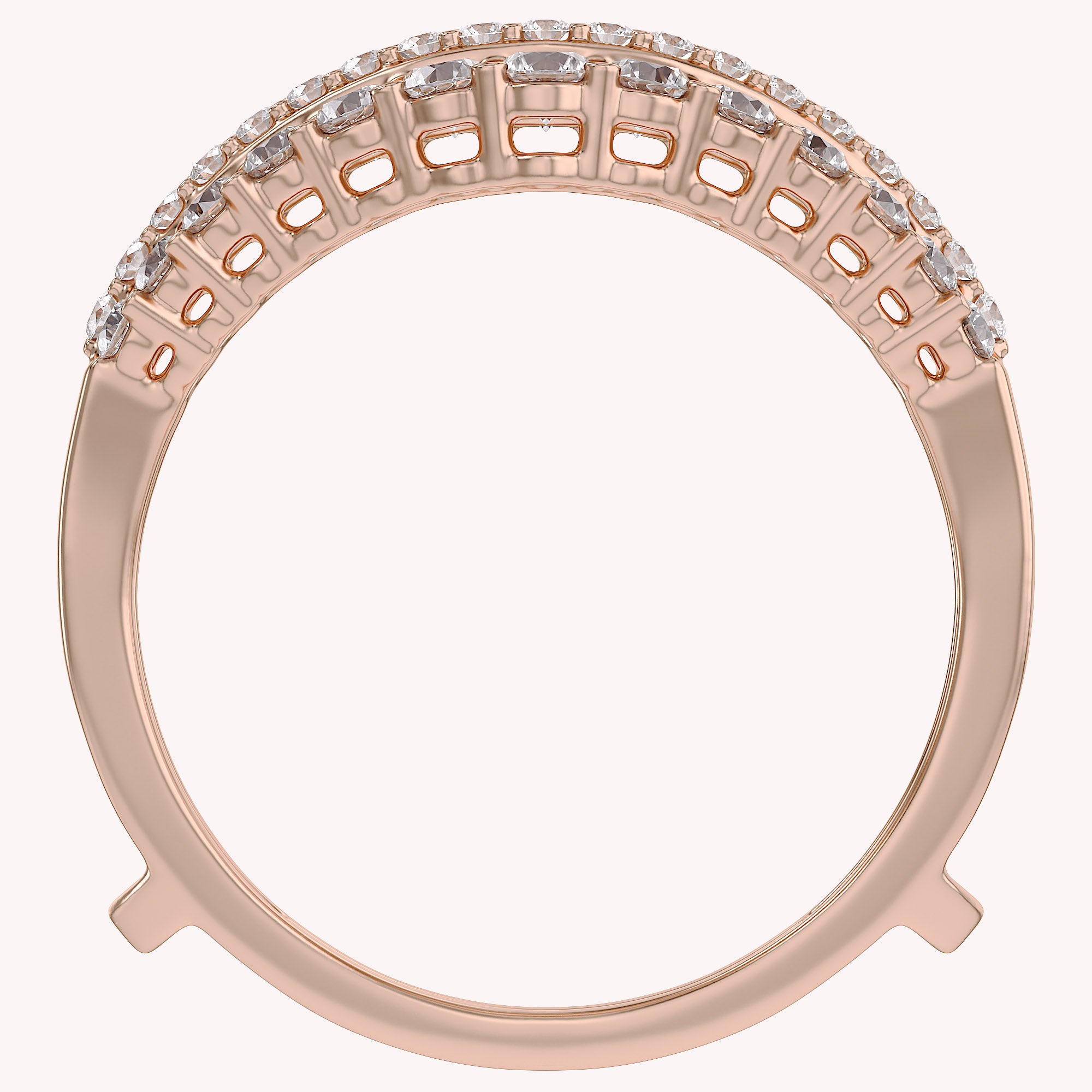 1 Ct Round Double Row Pave Set Curved Enhancer Guard Ring Gift For Her