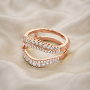 1 Ct Round Double Row Pave Set Curved Enhancer Guard Ring Gift For Her