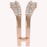 1 Ct Round Double Row Pave Set Curved Enhancer Guard Ring Gift For Her