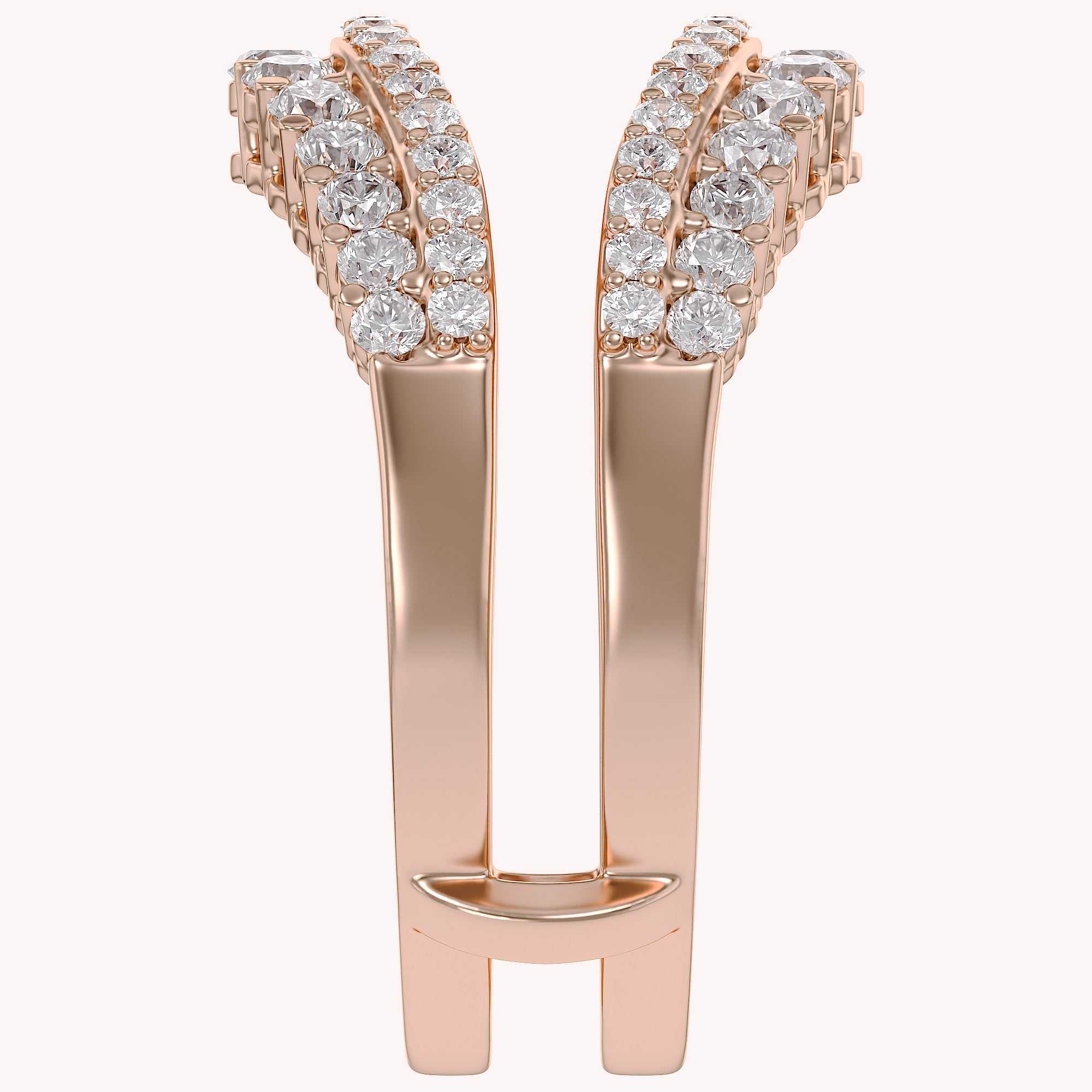 1 Ct Round Double Row Pave Set Curved Enhancer Guard Ring Gift For Her