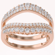 1 Ct Round Double Row Pave Set Curved Enhancer Guard Ring Gift For Her