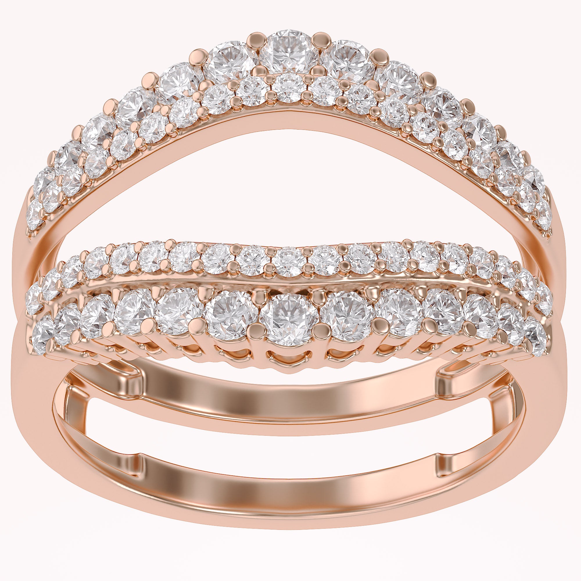 1 Ct Round Double Row Pave Set Curved Enhancer Guard Ring Gift For Her