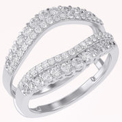 1 Ct Round Double Row Pave Set Curved Enhancer Guard Ring Gift For Her