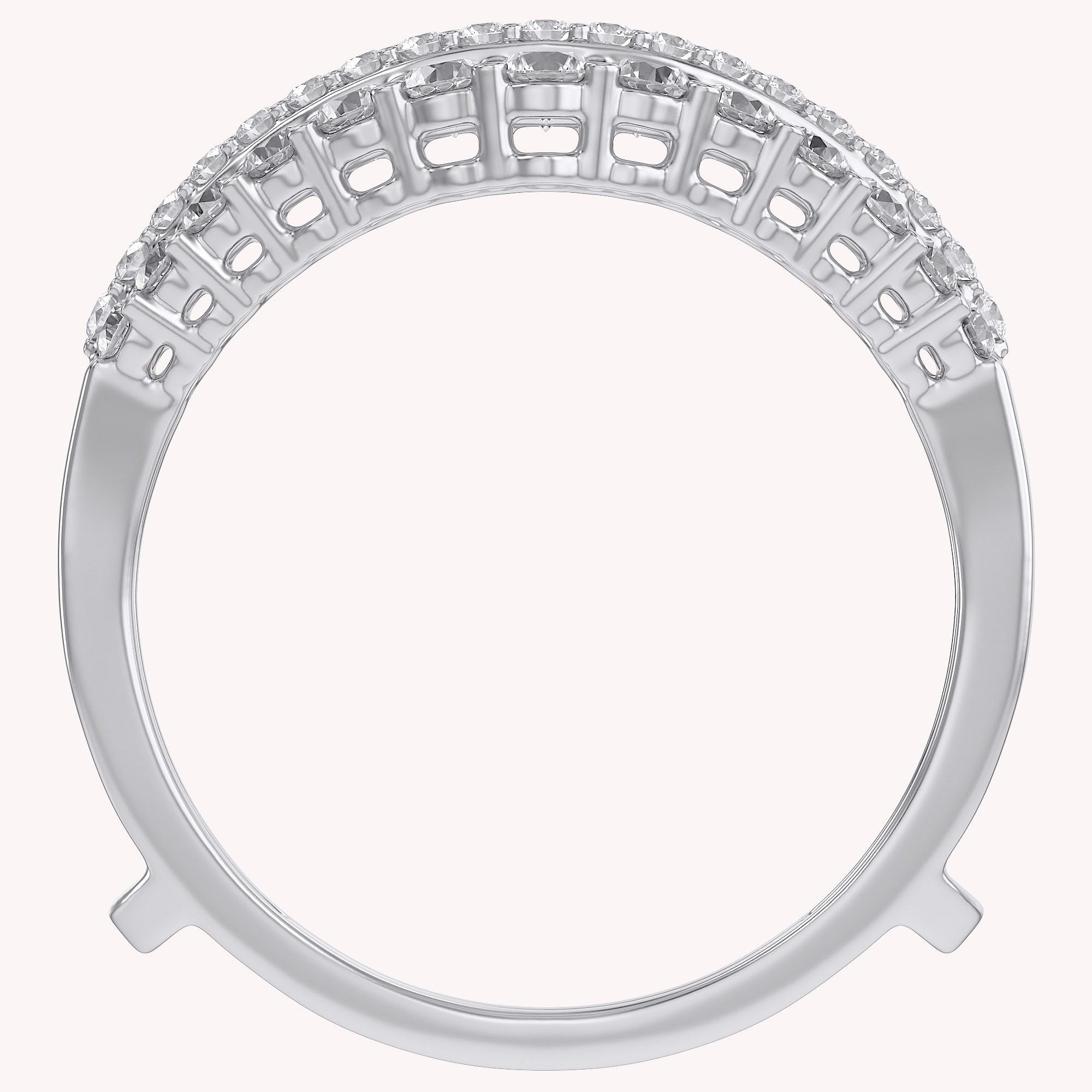 1 Ct Round Double Row Pave Set Curved Enhancer Guard Ring Gift For Her