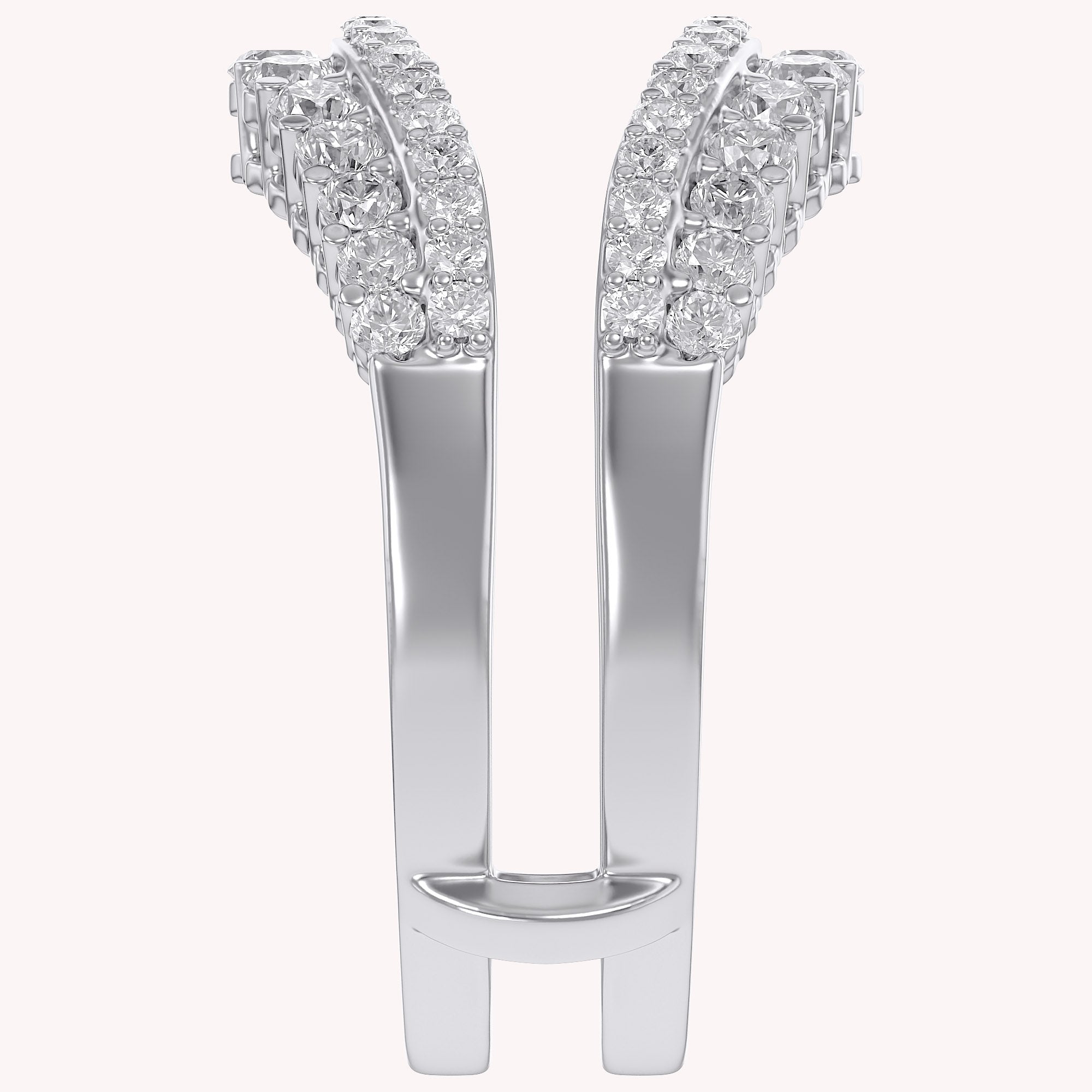 1 Ct Round Double Row Pave Set Curved Enhancer Guard Ring Gift For Her