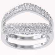 1 Ct Round Double Row Pave Set Curved Enhancer Guard Ring Gift For Her