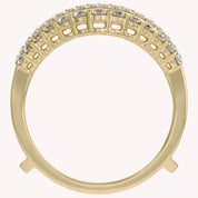 1 ct. t.w Round Lab Created Moissanite Diamond Double Row Pave Set Curved Enhancer Guard Ring In 14K Gold Over Sterling Silver Jewelry (1.00 Cttw), Valentine's Day Gift For Her