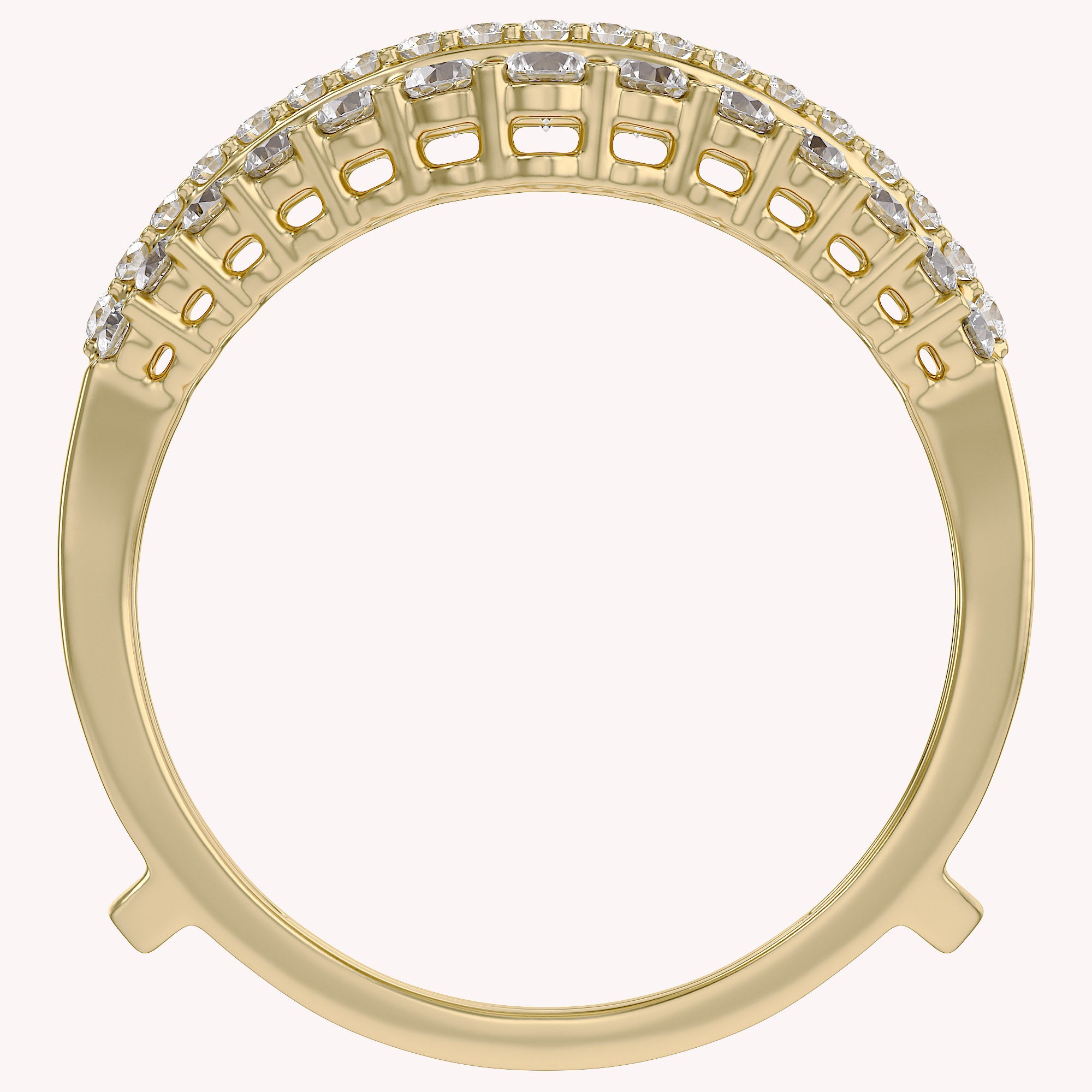 1 Ct Round Double Row Pave Set Curved Enhancer Guard Ring Gift For Her
