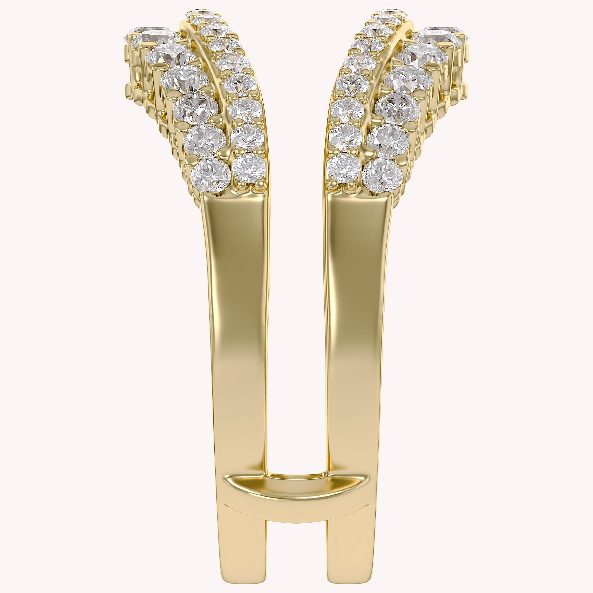 1 Ct Round Double Row Pave Set Curved Enhancer Guard Ring Gift For Her