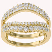 1 Ct Round Double Row Pave Set Curved Enhancer Guard Ring Gift For Her