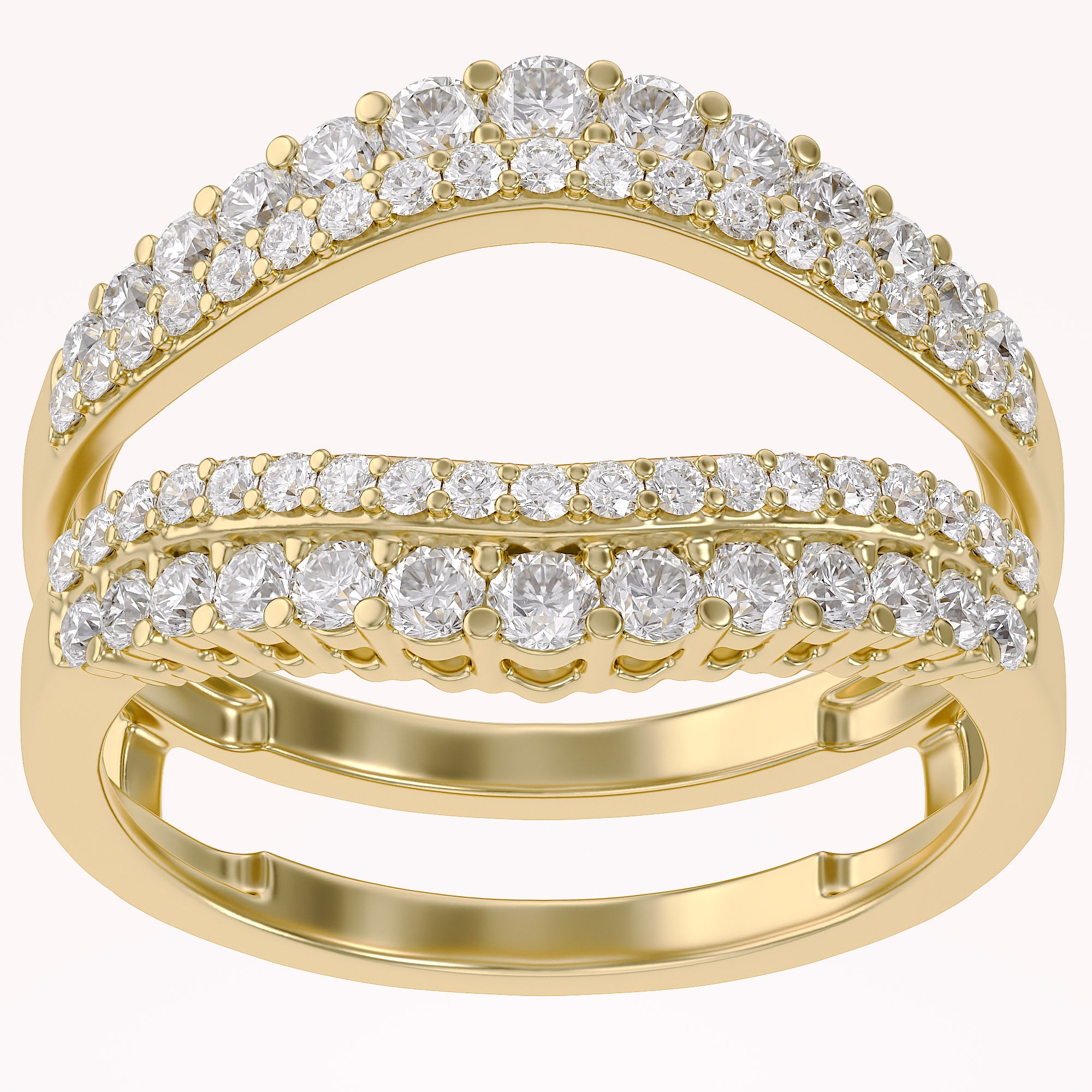 1 Ct Round Double Row Pave Set Curved Enhancer Guard Ring Gift For Her