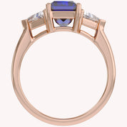 Emerald Cut Simulated Blue Sapphire with White Topaz Statement Promise Ring
