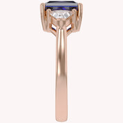 Emerald Cut Simulated Blue Sapphire with White Topaz Statement Promise Ring