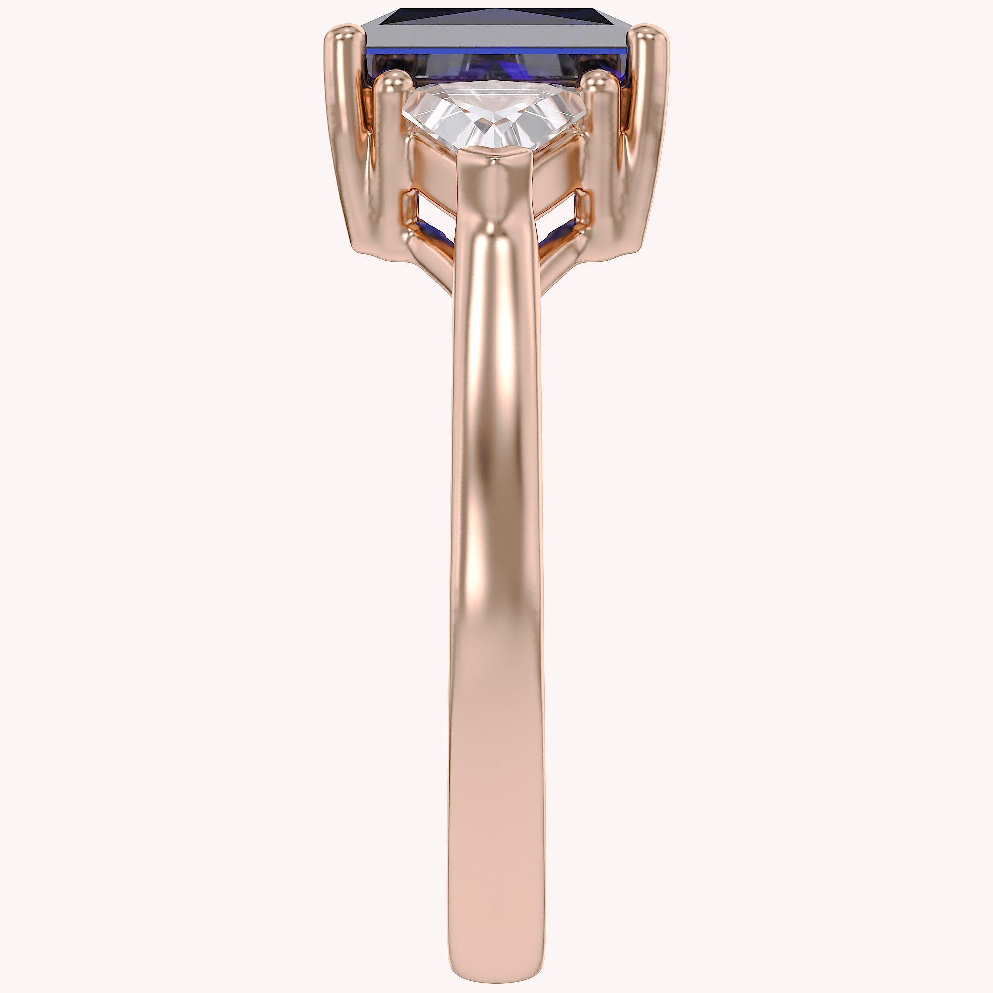 Emerald Cut Simulated Blue Sapphire with White Topaz Statement Promise Ring