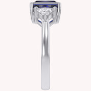Emerald Cut Simulated Blue Sapphire with White Topaz Statement Promise Ring