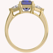 Emerald Cut Simulated Blue Sapphire with White Topaz Statement Promise Ring