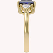Emerald Cut Simulated Blue Sapphire with White Topaz Statement Promise Ring