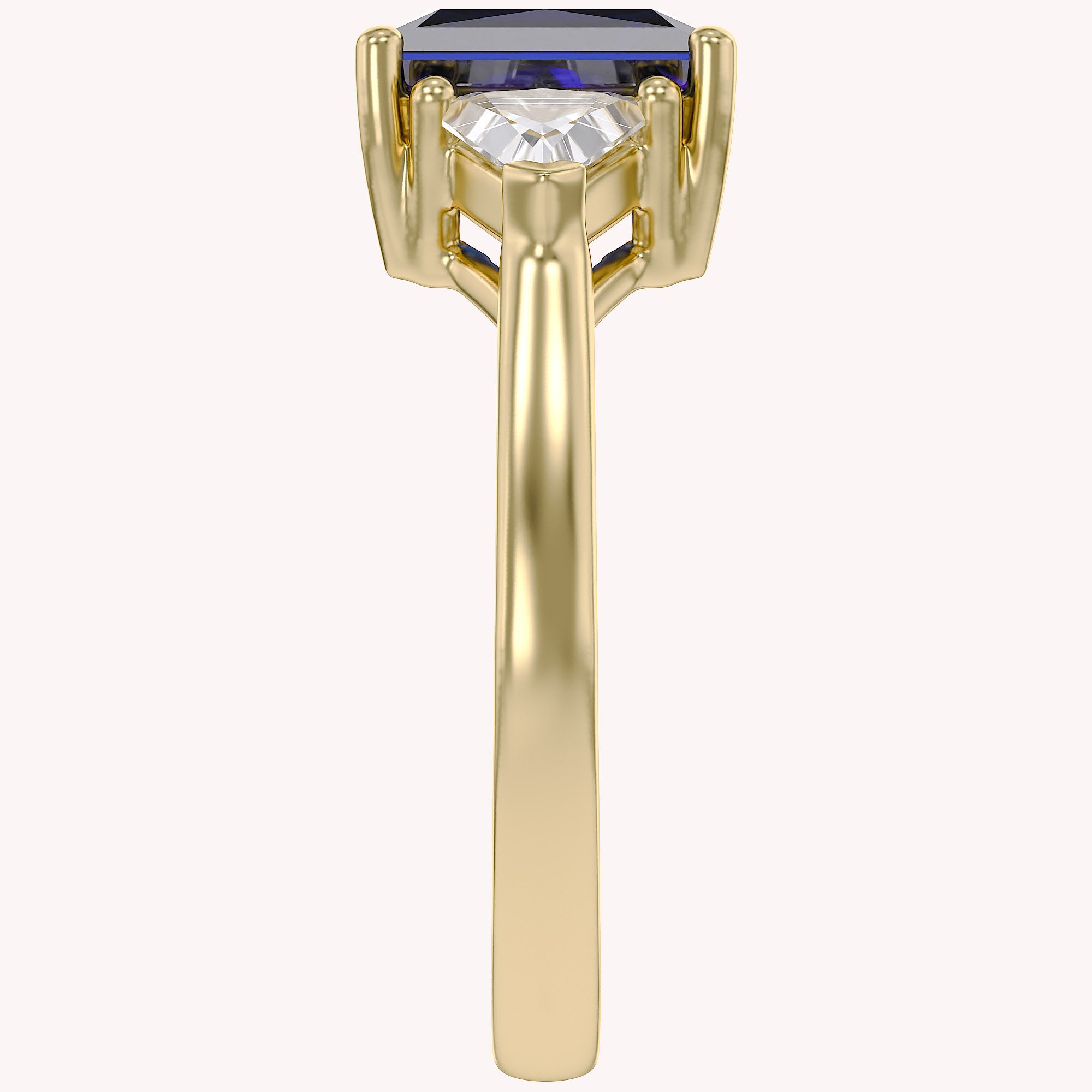 Emerald Cut Simulated Blue Sapphire with White Topaz Statement Promise Ring