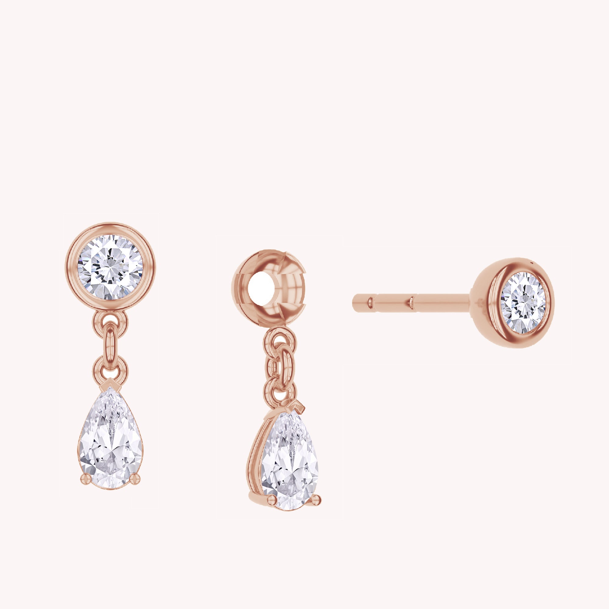 White Cubic Zirconia Stud Drop Earrings